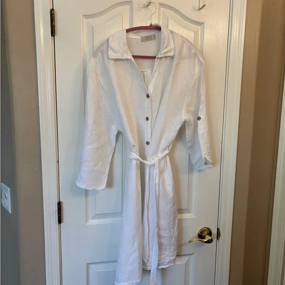 Saga Made in Italy 100% Linen Button up Oversized Shirt/Dress One Size - Picture 2 of 10